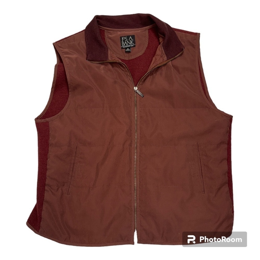 Jos. A Bank Men’s Vest padded full Zip Travel Tech Brown Size XL
